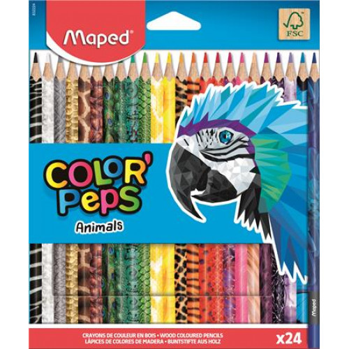 Maped Színes ceruza készlet háromszögletű Color Peps Animal 24 különböző szín