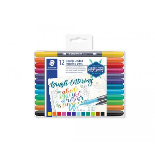 Staedtler Ecsetirón készlet 0,5-0,8/1,0-6,0mm kétvégű Brush letter Duo 12 szín
