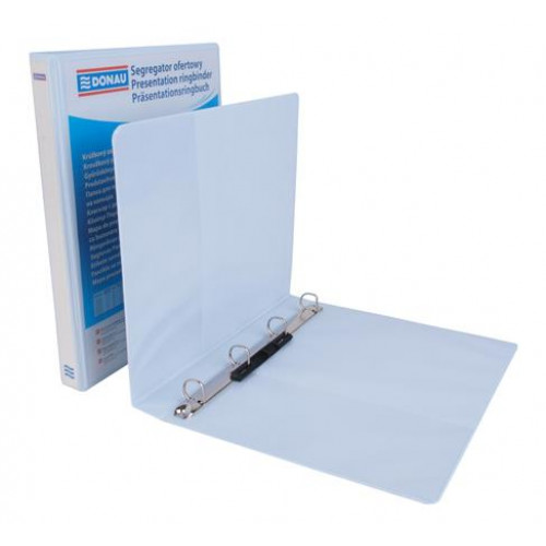 Donau Gyűrűs könyv panorámás 4 gyűrű D alakú 16mm A4 PP fehér