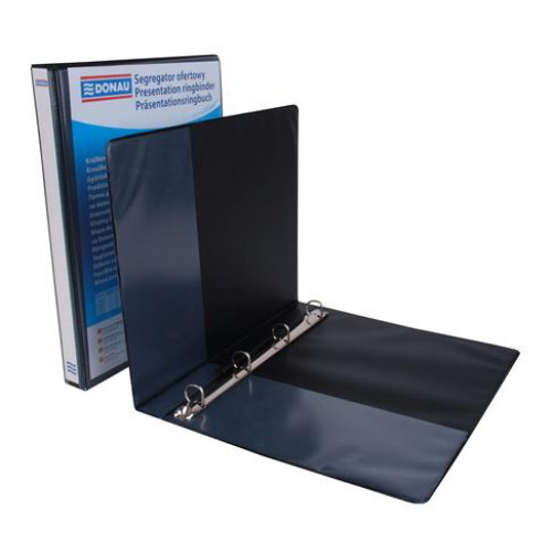 Donau Gyűrűs könyv panorámás 4 gyűrű D alakú 25mm A4 PP fekete