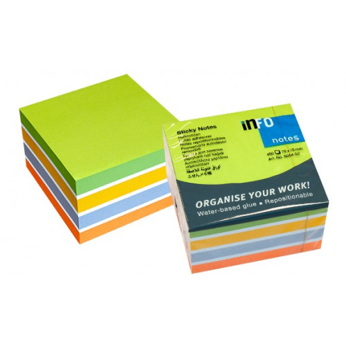 Gln Öntapadó jegyzettömb 75x75mm 450lap Field neon