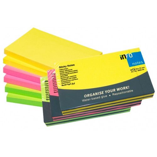 Gln Öntapadó jegyzettömb 75x125mm 6x80lap Brilliant Mix neon