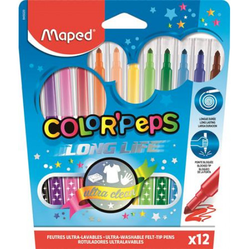 Maped Filctoll készlet 1-3,6mm kimosható Color Peps 12 különböző szín