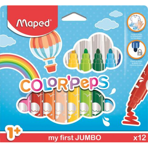 Maped Filctoll készlet 1-5mm kimosható vastag Color Peps Jumbo 12 különböző szín