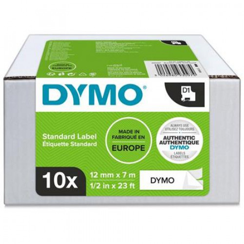 Dymo Feliratozógép szalag készlet 12mmx7m D1 fehér-fekete