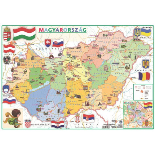 Stiefel Könyökalátét kétoldalas A3 Gyerek Mo. közigazgatása /Mo. domborzata