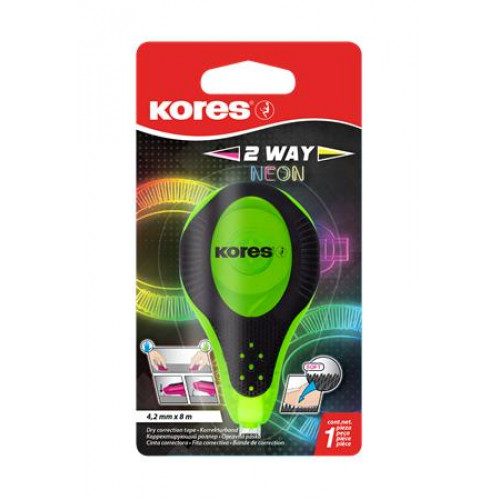 Kores Hibajavító roller 4,2mmx8m 2WAY Neon vegyes színekben