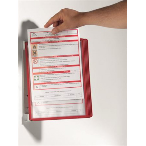 Durable Bemutatótábla tartó fali 5db bemutatótáblával Vario Wall 5 piros