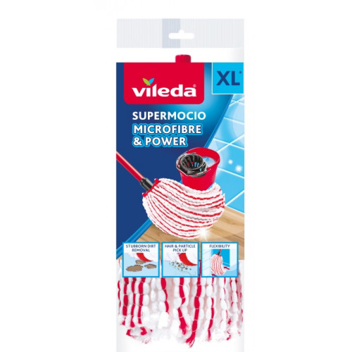 Vileda Felmosófej pattintós mikroszálas Microfibre&Power piros-fehér