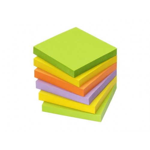 Gln Öntapadó jegyzettömb 75x75mm 6x100lap Spring neon