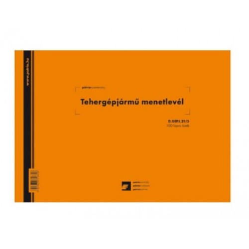 Pátria Menetlevél tehergépjármű 100lap A5 fekvő D.GEPJ.21/5. darab!