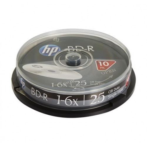 Hp BD-R BluRay lemez 25GB 6x 10db hengeren