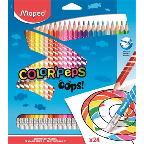 Maped Színes ceruza készlet háromszögletű radírozható Color Peps Oops 24 különböző szín