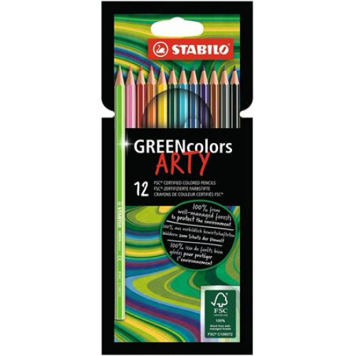 Stabilo Színes ceruza készlet hatszögletű GreenColors ARTY 12 különböző szín