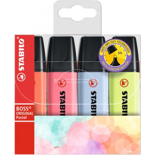 Stabilo Szövegkiemelő készlet 2-5mm Boss pasztell3 4 különböző szín
