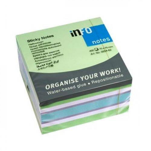 Gln Öntapadó jegyzettömb 75x75mm 450lap zöld árnyalatok pasztell