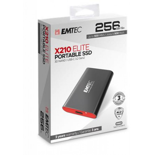 Emtec SSD (külső memória) 256GB USB 3.2 500/500 MB/s X210