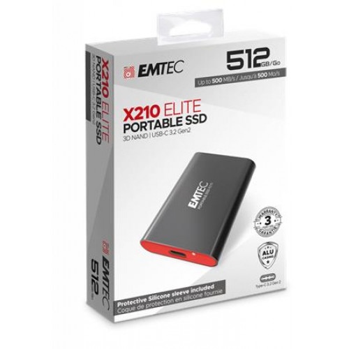 Emtec SSD (külső memória) 512GB USB 3.2 500/500 MB/s X210