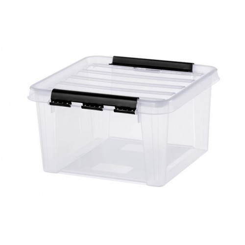 Smartstore Műanyag tárolódoboz 8 liter fekete fogantyúkkal Classic 12 átlátszó