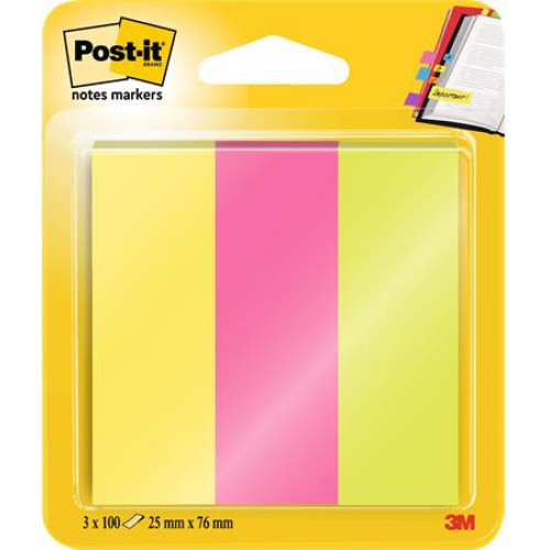 3M Postit Jelölőcímke papír 3x100lap 25x76mm vegyes neon színek