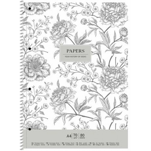 Shkolyaryk Spirálfüzet kockás A4+ 80lap Vintage flowers vegyes