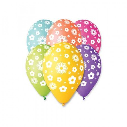 Léggömb 30cm virágos