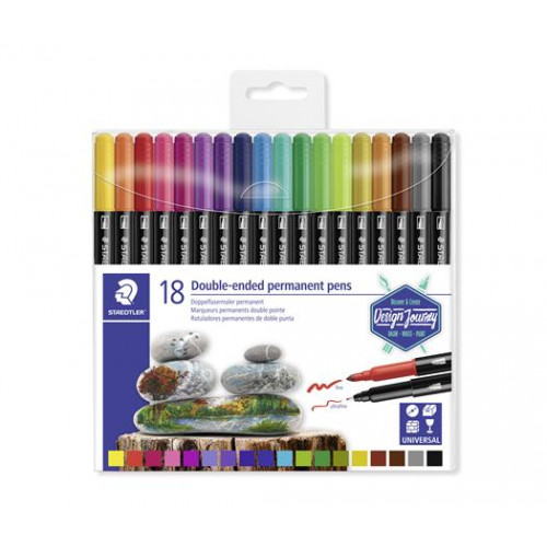 Staedtler Alkoholos marker készlet kétvégű 0,5/3,0mm 3187 18 különböző szín
