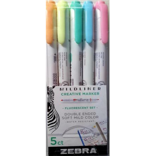 Zebra Szövegkiemelő készlet 1-3,5mm kétvégű Mildliner Fluorescent 5 szín