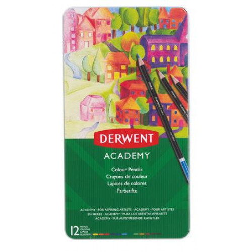 Derwent Színes ceruza készlet fém doboz Academy 12 különböző szín