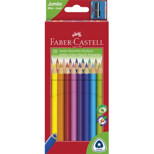 Faber-Castell Színes ceruza készlet háromszögletű Jumbo 20 különböző szín