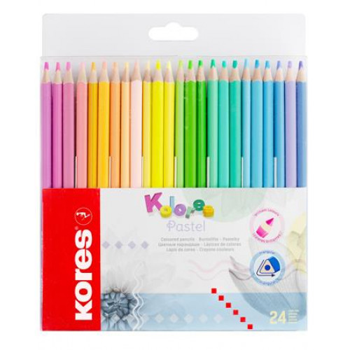 Kores Színes ceruza készlet háromszögletű Kolores Pastel 24 pasztell szín