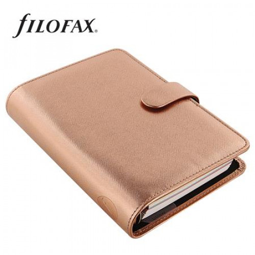 Filofax Kalendárium gyűrűs betétlapokkal personal méret Saffiano Metallic rózsaarany