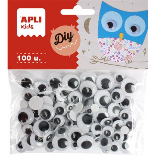 Apli Öntapadó mozgó szem kör Creative fekete-fehér