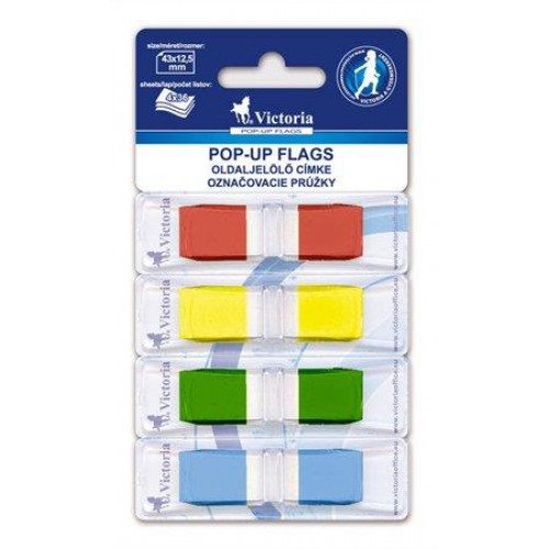 Victoria Jelölőcímke műanyag 4x36lap 43x12,5mm vegyes szín