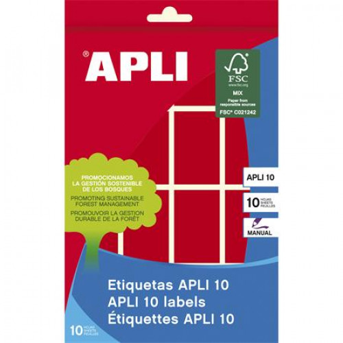 Apli Etikett 25x40mm kézzel írható kerekített sarkú piros 128 etikett/csomag