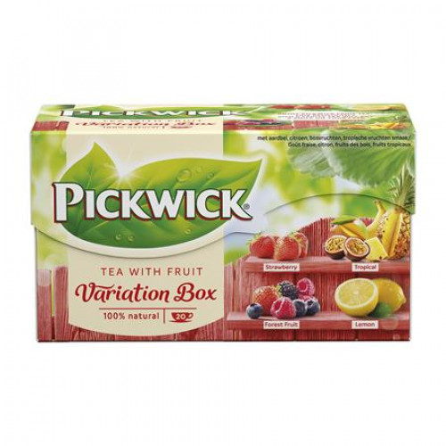Pickwick Fekete tea 20x1,5g Variációk eper,trópusi gyümölcs,erdei gyümölcs,citrom PIROS