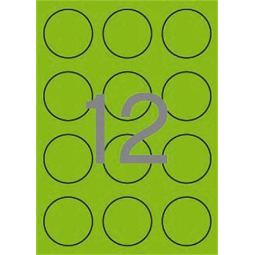 Apli Etikett 60mm kör színes neon zöld 240 etikett/csomag