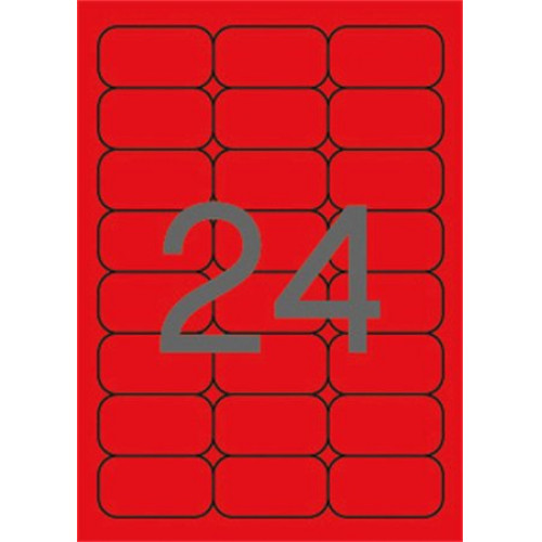 Apli Etikett 64x33,9mm színes kerekített sarkú neon piros 480 etikett/csomag