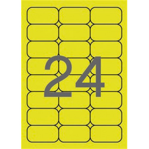 Apli Etikett 64x33,9mm színes kerekített sarkú neon sárga 480 etikett/csomag