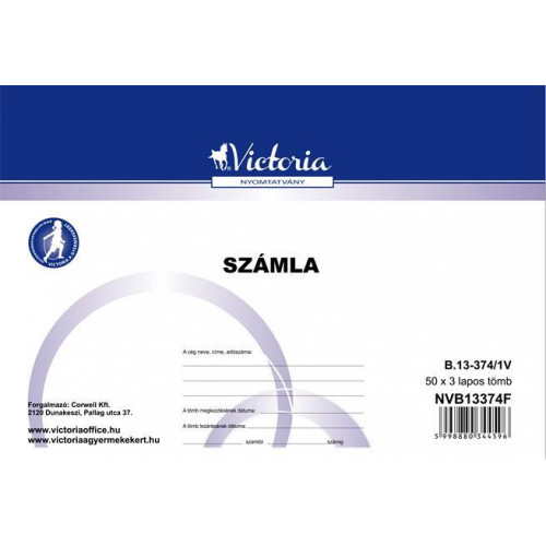 Victoria Számlatömb egy ÁFÁs 50x3 A5 fekvő B.13-374