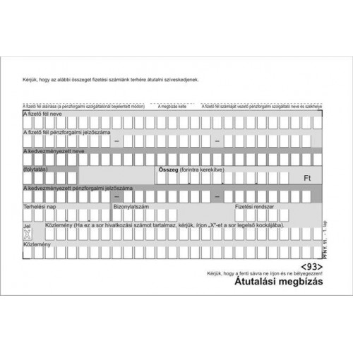 Victoria Átutalási megbízás kézi 500x2 A6 PFNY 11