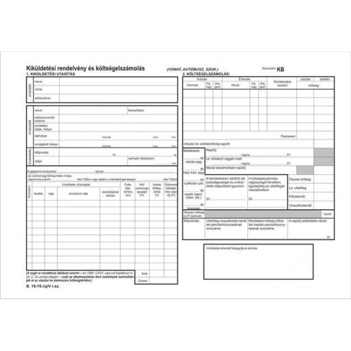 Victoria Kiküldetési utasítás és költségelszámolás 25x2 A4 B.18-70
