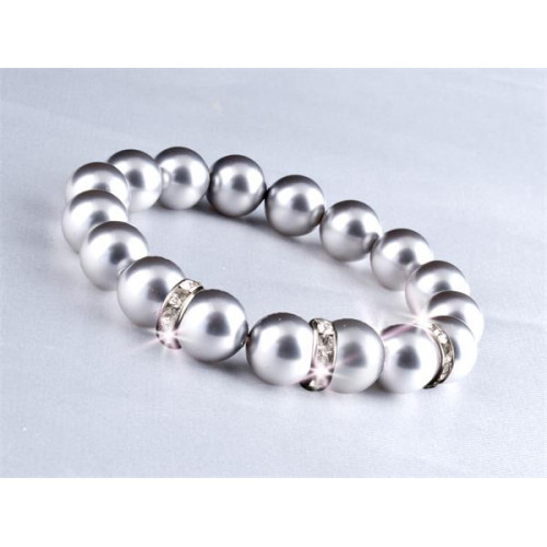 Art Crystella Karkötő ezüst színű Swarovski gyöngyből fehér kristállyal 10mm M