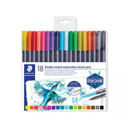 Staedtler Ecsetirón készlet 0,5-0,8/1,0-6,0mm kétvégű 3001 18 szín