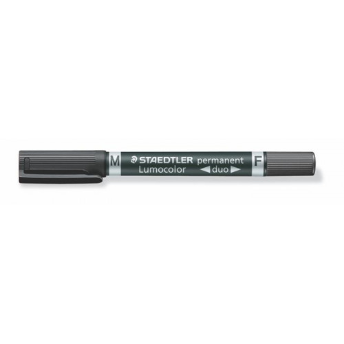 Staedtler Alkoholos marker F/M 0,6/1,5mm kúpos kétvégű Lumocolor Duo 348 fekete