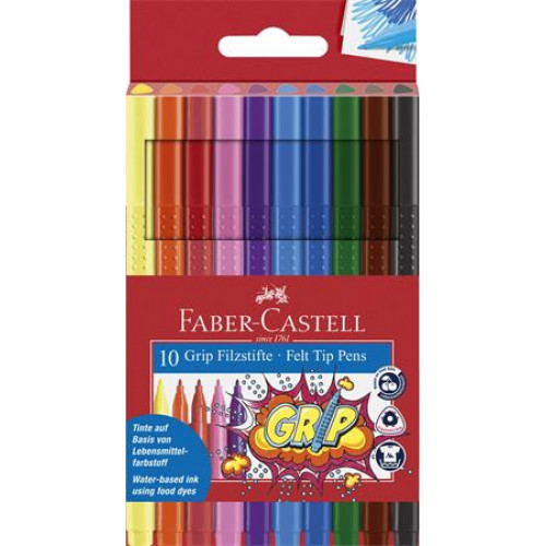 Faber-Castell Filctoll készlet háromszögletű Grip 10 különböző szín