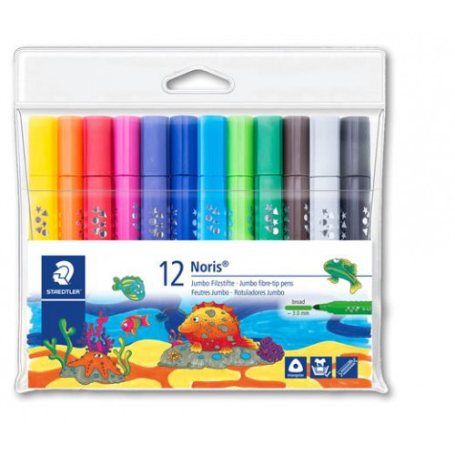 Staedtler Filctoll készlet 3mm háromszögletű kimosható Noris jumbo 328-B 12 különböző szín