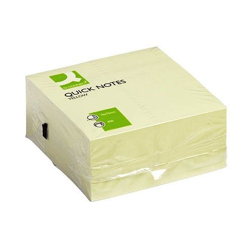 Q-Connect Öntapadó jegyzettömb 75x75mm 400lap/csomag sárga