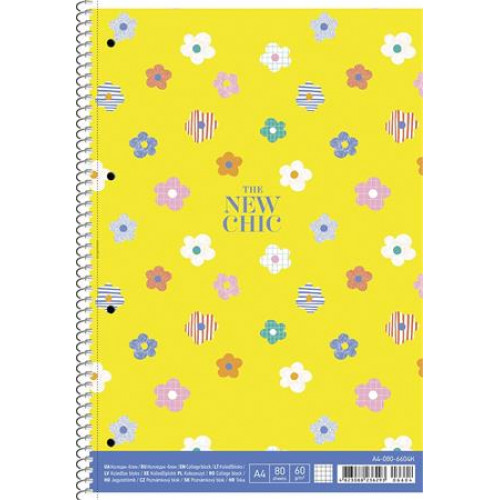 Shkolyaryk Spirálfüzet A4 kockás 80 lap College Block Bon Voyage vegyes minta