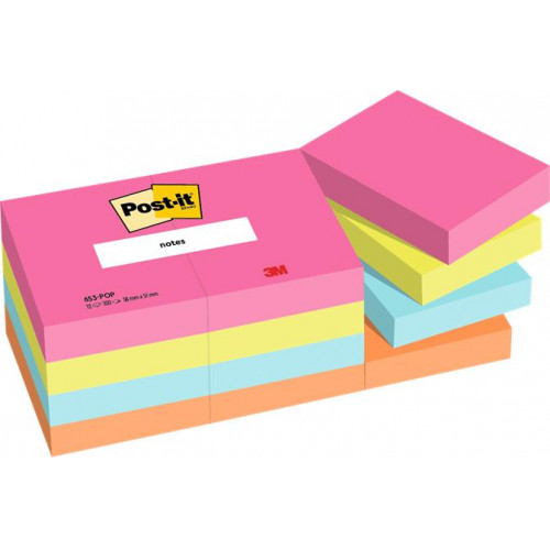 3M Postit Öntapadó jegyzettömb 38x51mm 12x100lap Poptimistic vegyes színek